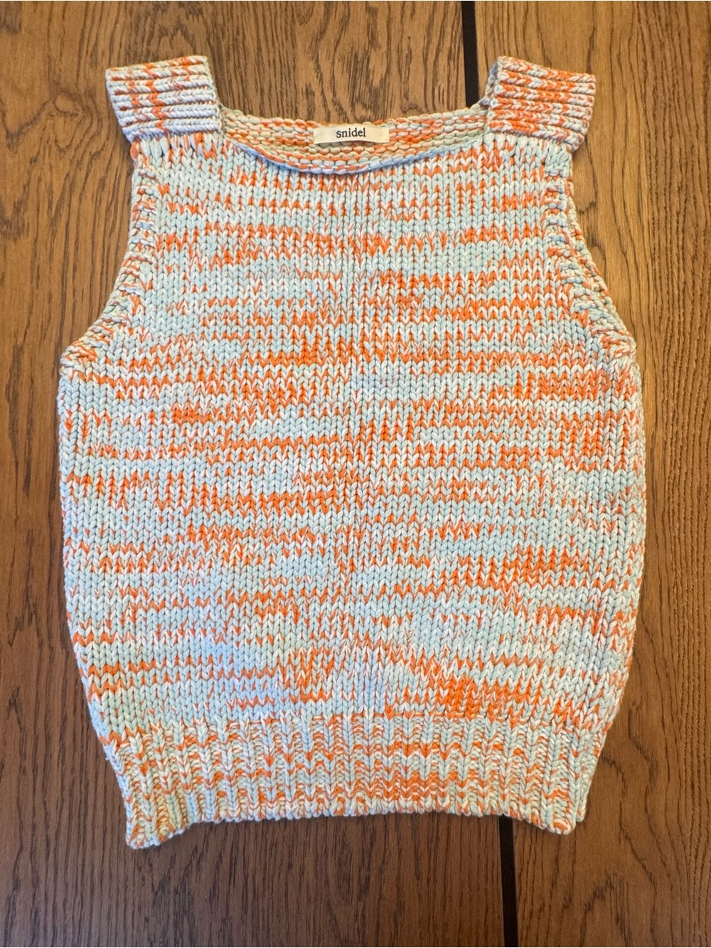 Japanese Brand Snidel Orange blue Marled Knit Sleeveless Sweater vest preppy S M